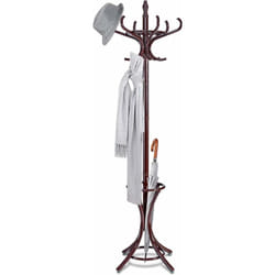 Costway - Attaccapanni da Terra Appendiabiti a piedi con 12 Ganci in Legno Ecologico, 51 x 51 x 184 cm (Marrone)