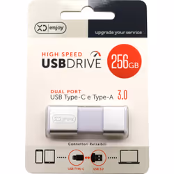 XD Enjoy XDUK200 unità flash USB 256 GB USB Type-A / USB Type-C 3.2 Gen 1 (3.1 Gen 1) Argento - Vista aggiuntiva 4