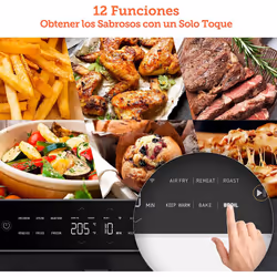 Friggitrice ad Aria, Air Fryer 6,4L (1,8Kg), Forno Elettrico, Doppia Resistenza, Connessione Wifi, 12 Funzioni Preimpostate, Libro&APP Ricette,