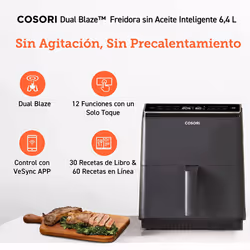 Friggitrice ad Aria, Air Fryer 6,4L (1,8Kg), Forno Elettrico, Doppia Resistenza, Connessione Wifi, 12 Funzioni Preimpostate, Libro&APP Ricette,