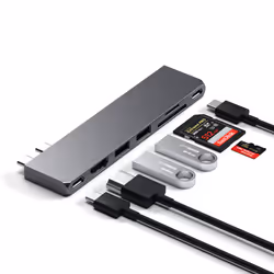 Satechi ST-HUCPHSM replicatore di porte e docking station per laptop USB 3.2 Gen 2 (3.1 Gen 2) Type-C Grigio - Vista aggiuntiva 4