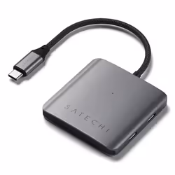 Satechi ST-H4CPDM, USB tipo-C, USB tipo-C, 10000 Mbit/s, 60 Hz, Grigio, 100 W