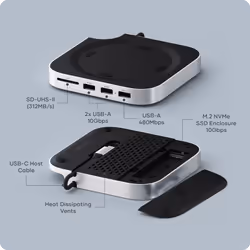 Satechi ST-GNMMES replicatore di porte e docking station per laptop Cablato USB 3.2 Gen 2 (3.1 Gen 2) Type-C Argento - Vista aggiuntiva 6