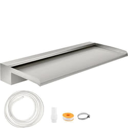 Fontana per Piscina a Cascata in Acciaio Inossidabile 60 x 33 x 8 cm, Fontana a Cascata Rettangolare da Giardino Include Connettore, Tubo Flessibile,