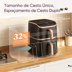 Cosori KOSP0040EUN friggitrice Singolo 10,8 L Indipendente 2630 W Friggitrice ad aria calda Nero, Oro
