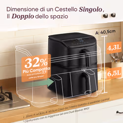 Cosori Friggitrice ad Aria Turbo Tower™ 10,8 Litri Grigio Scuro - Vista aggiuntiva 4