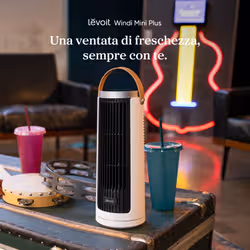 Levoit Windi Mini Plus Ventilatore a torre, 7,0 m/s, 5 velocità, timer da 1 a 12 ore, oscillazione di 90°, ricaricabile, portatile, ideale per l’uso sulla scrivania, adatto per l’uso all’aperto. - Vista aggiuntiva 3