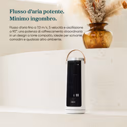 Levoit Windi Mini Plus Ventilatore a torre, 7,0 m/s, 5 velocità, timer da 1 a 12 ore, oscillazione di 90°, ricaricabile, portatile, ideale per l’uso sulla scrivania, adatto per l’uso all’aperto. - Vista aggiuntiva 5