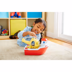 Green Toys Rescue Boat & Helicopter Barca per vasca Blu, Rosso, Bianco, Giallo - Vista aggiuntiva 5