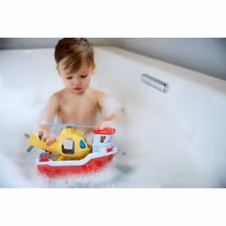 Green Toys Rescue Boat & Helicopter Barca per vasca Blu, Rosso, Bianco, Giallo - Vista aggiuntiva 7