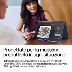 HP EliteBook X Flip G2i 14 inch Notebook Next Gen AI PC Wolf Pro Security Edition Copilot+ PC Computer portatile 35,6 cm (14") Touch screen 3K 32 GB LPDDR5x-SDRAM 1 TB SSD Wi-Fi 7 (802.11be) Windows 11 Pro - Vista aggiuntiva 6