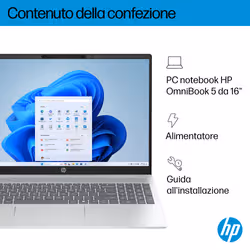HP OmniBook 5 LaptopAI 16-af1007nlx 40,6 cm (16") 2K 16 GB LPDDR5x-SDRAM Wi-Fi 6 (802.11ax) Windows 11 Home AI PC Argento - Vista aggiuntiva 6