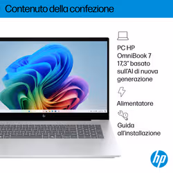 HP OmniBook 7 Laptop Next Gen AI 17-dc0001nlx Intel Core Ultra 7 258V 43,9 cm (17.3") Touch screen Full HD 32 GB LPDDR5x-SDRAM NVIDIA GeForce RTX 4050 Wi-Fi 6E (802.11ax) Windows 11 Home Argento - Vista aggiuntiva 5