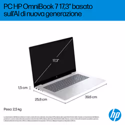 HP OmniBook 7 Laptop Next Gen AI 17-dc0001nlx Intel Core Ultra 7 258V 43,9 cm (17.3") Touch screen Full HD 32 GB LPDDR5x-SDRAM NVIDIA GeForce RTX 4050 Wi-Fi 6E (802.11ax) Windows 11 Home Argento - Vista aggiuntiva 6