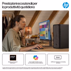 HP OmniDesk Desktop M02-0044nl PC AMD Ryzen™ 5 8500G 8 GB DDR5-SDRAM Windows 11 Home Tower - Vista aggiuntiva 7