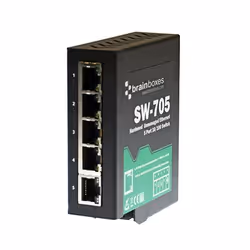 Brainboxes SW-705 switch di rete Non gestito Fast Ethernet (10/100) Nero - Vista aggiuntiva 4