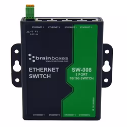 Brainboxes SW-008 switch di rete Non gestito Fast Ethernet (10/100) Nero, Verde - Vista aggiuntiva 5