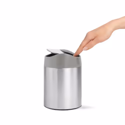 simplehuman CW2084 bidone per la spazzatura 1,5 L Rotondo Plastica, Acciaio inox Acciaio spazzolato, Grigio