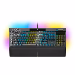 Corsair K100 RGB, Cablato, USB, Interruttore a chiave opto-meccanico, AZERTY, LED RGB, Nero