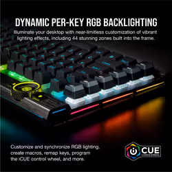 Corsair K100 RGB tastiera Gaming USB AZERTY Francese Nero - Vista aggiuntiva 5
