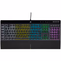 Corsair K55 RGB PRO, Full-size (100%), Cablato, USB, QWERTZ, LED RGB, Nero