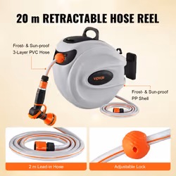 VEVOR Avvolgitubo Automatico per lIrrigazione Lunghezza Bloccabile 20m Diametro Tubo 12mm, Rullo Avvolgitubo Automatico Retrattile Fissaggio a Parete - Vista aggiuntiva 5