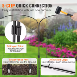VEVOR Recinzione da Giardino in Metallo 61x33 cm da 10 Barriera per Animali Domestici Senza Scavo 5,08 cm Spaziatura dei Picchi, Recinzione - Vista aggiuntiva 4