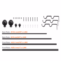 Bastone per Tende Doppio Bastone per Tende Estensibile 92 - 183 cm Terminali Rotondi Carico max. 13,6 kg ca., Asta per Tende da Interno Lunghezza - Vista aggiuntiva 7