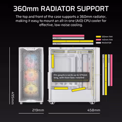 Corsair Midi Tower 3200D RS ARGB PC Case Bianco - Vista aggiuntiva 3
