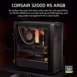 Corsair 3200D RS ARGB Mid-Tower PC Case - Smoke Midi Tower Nero - Vista aggiuntiva 4