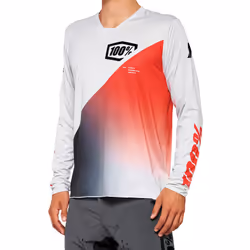 100% R-Core X Maglia da bicicletta, bianco-rosso, dimensione M per uomo