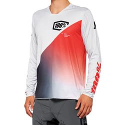 100% R-Core X Maglia da bicicletta, bianco-rosso, dimensione M per uomo
