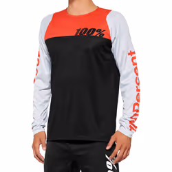 100% R-Core Maglia da bicicletta giovanile, nero-bianco-rosso, dimensione L