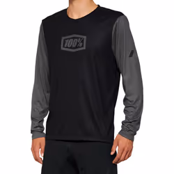 100% Airmatic Maglia da bicicletta a maniche lunghe, nero-grigio, dimensione L per uomo