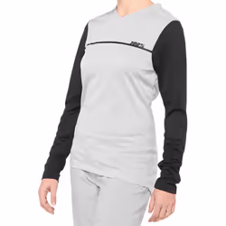 100% Ridecamp Maglia da bicicletta a maniche lunghe da donna, nero-grigio, dimensione L per donne