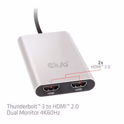 CLUB3D Thunderbolt 3 a Dual HDMI 2.0 Adaptador - Vista aggiuntiva 4