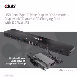 CLUB3D CSV-1566 replicatore di porte e docking station per laptop USB 3.2 Gen 1 (3.1 Gen 1) Type-C Nero - Vista aggiuntiva 7