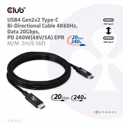 CLUB3D CAC-1575 cavo USB USB4 Gen 2x2 2 m USB C Nero - Vista aggiuntiva 6
