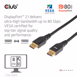 CLUB3D CAC-1094 cavo DisplayPort 2 m Nero - Vista aggiuntiva 6
