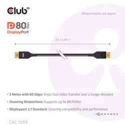 CLUB3D CAC-1094 cavo DisplayPort 2 m Nero - Vista aggiuntiva 7
