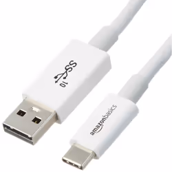 AmazonBasics L6LUC016-CS-R, 0,9 m, USB C, USB A, USB 3.2 Gen 2 (3.1 Gen 2), Bianco