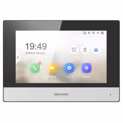 Hikvision DS-KH6320-WTE1, 17,8 cm (7"), LCD/TFT, 1024 x 600 Pixel, Capacitivo, G.711u, Nero, Argento