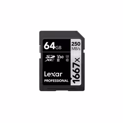 Lexar SDXC, 64 GB, 64 GB, SDXC, Classe 10, UHS-II, 250 MB/s, 90 MB/s