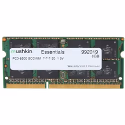 Mushkin SO-DIMM 8GB DDR3 Essentials, 8 GB, 1 x 8 GB, DDR3, 1066 MHz, 204-pin SO-DIMM