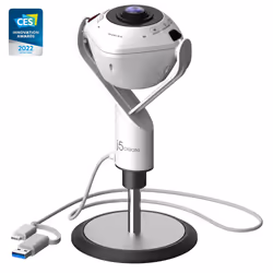 j5create JVU368-N Webcam con teconologia AI a 360° con vivavoce, 5 MP, 1920 x 1080 Pixel, Full HD, 30 fps, USB, Bianco
