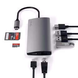 Satechi Multi-Port Adapter V2 Dock st. USB 3.2 Gen 1 (3.1 Gen 1) Type-C Grigio - Vista aggiuntiva 4