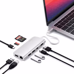 Satechi ST-TCMM8PAS replicatore di porte e docking station per laptop Cablato USB 3.2 Gen 1 (3.1 Gen 1) Type-C Argento - Vista aggiuntiva 5