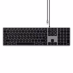 Satechi Slim W3, Cablato, USB, QWERTY, Alluminio, Nero