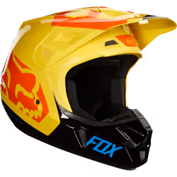 FOX V2 Preme Casco Motocross, nero-rosso-giallo, dimensione L per uomo