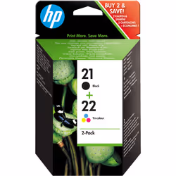 HP Confezione da 2 cartucce originali di inchiostro nero 21/tricromia 22, Resa standard, Nero, Ciano, Magenta, Giallo, Inchio ...
